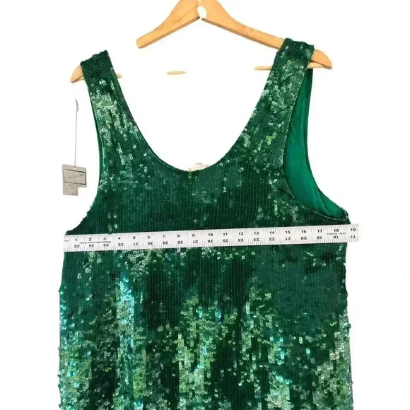 MODI 100% Silk Vintage Sequin Top Size 16 Green Festive Holiday Christmas NWT - Picture 6 of 7